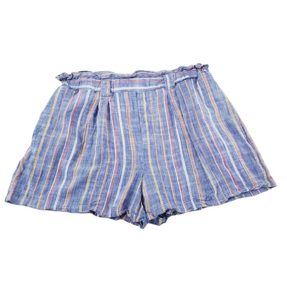 Lili Sport Striped Linen Blend Shorts Pants Plus Size 3X - Picture 14 of 14